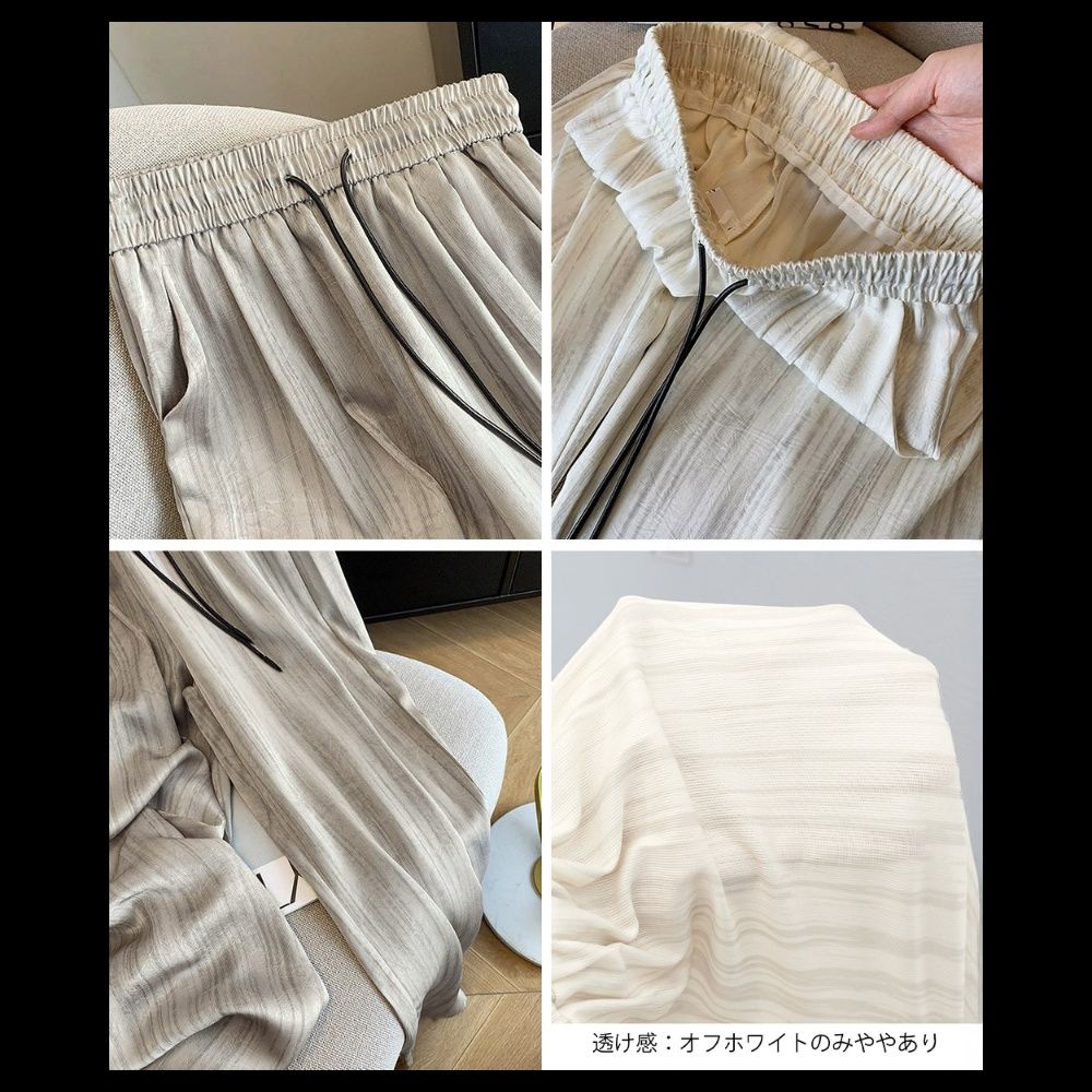  バギーパンツ 縦プリーツワイドバギーパンツ薄手夏