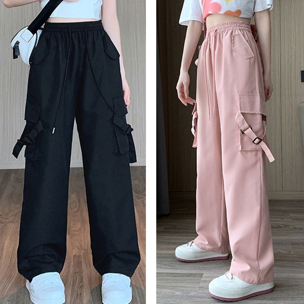 レディース バギーパンツ カーゴポケット付きワイドパンツ