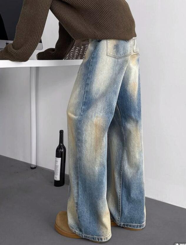  バギーパンツ メンズ デニム 絞り染め ワイドパンツ ゆったり ズボン