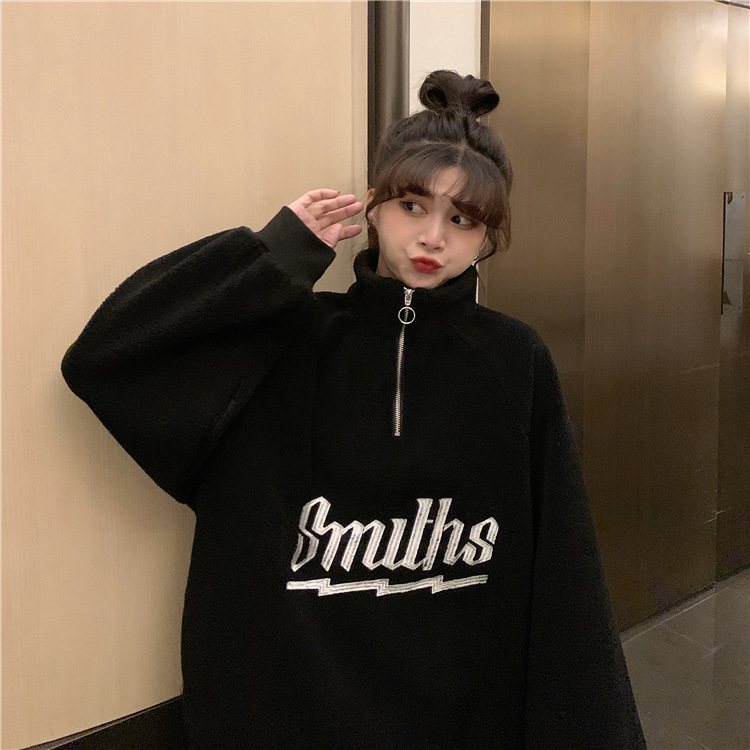  バギーパンツ レディース ロゴ入り ハーフジップ スウェット ゆったり 大きめサイズ