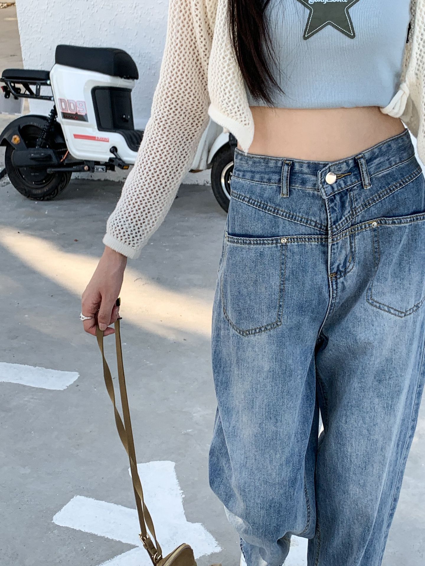  バギーパンツ ヴィンテージ風ハイウエストデニム ワイドゆったりボトムス