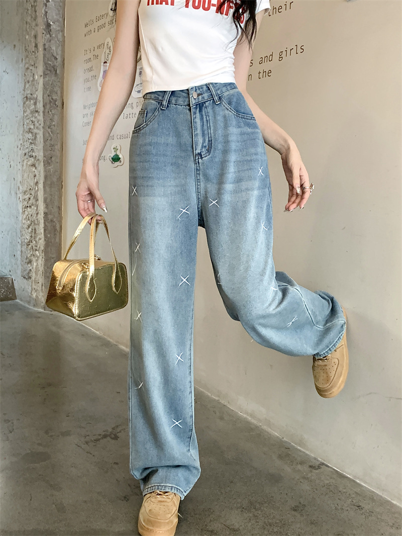  バギーパンツ 初回送料無料 ゆったりデニム ワイドパンツ 刺繍入り バギー