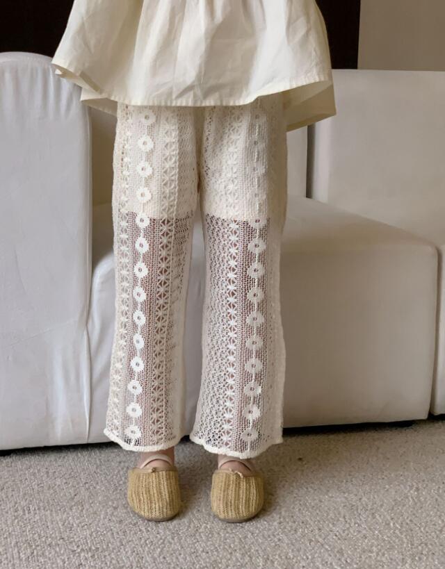  バギーパンツ 子供服 女の子 レース ワイド パンツ 韓国風 ズボン 夏