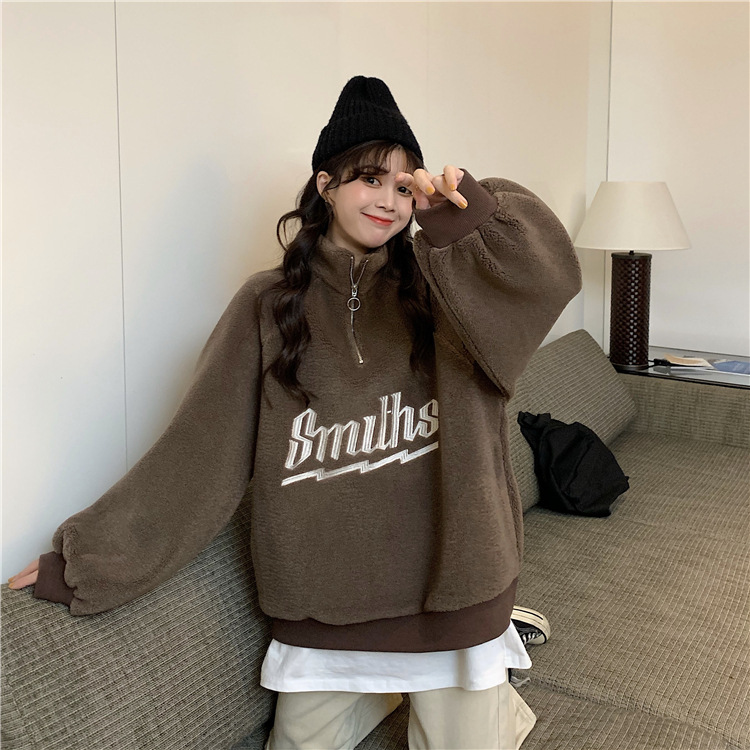  バギーパンツ レディース ロゴ入り ハーフジップ スウェット ゆったり 大きめサイズ