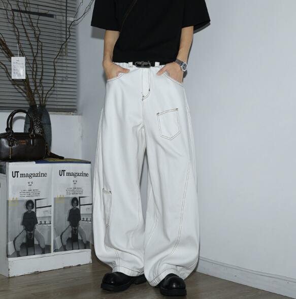  バギーパンツ ゆったりワイドデニムバギーパンツ