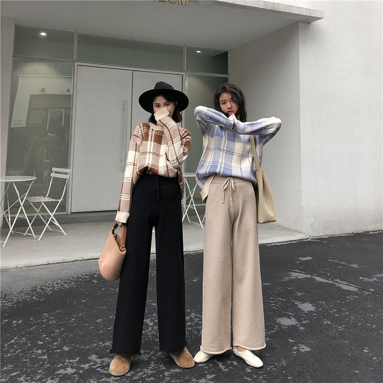  バギーパンツ 体型カバーワイドスラックス着痩せハイウエスト無地