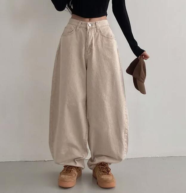  バギーパンツ ハート刺繍デニムワイドパンツ バギーシルエット