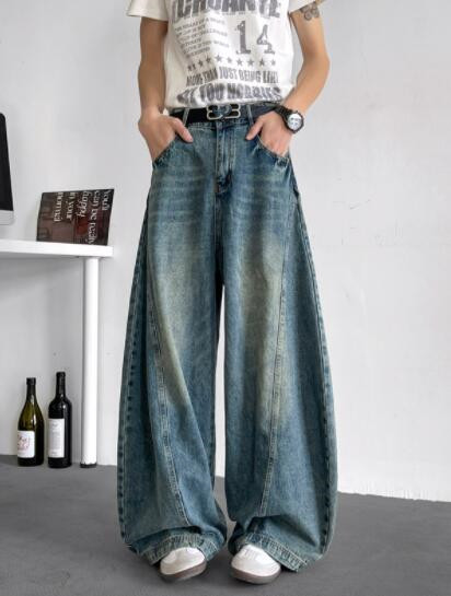  バギーパンツ 2025年春夏デニムワイドパンツ ゆったりバギーボトムス