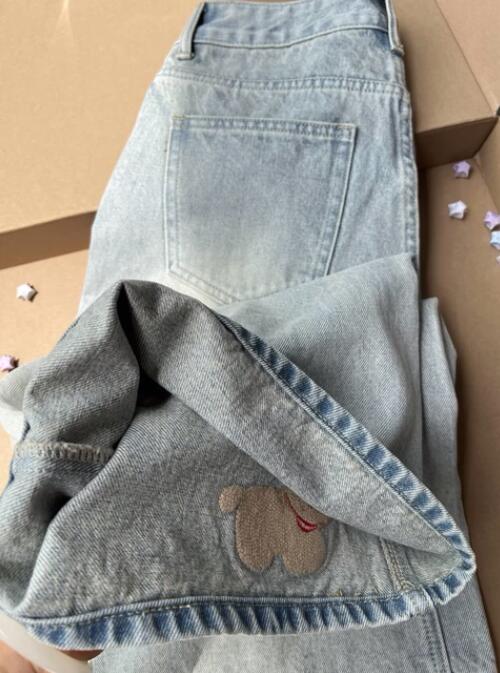  バギーパンツ 可愛い刺繍デニム七分丈ワイドパンツ レディース