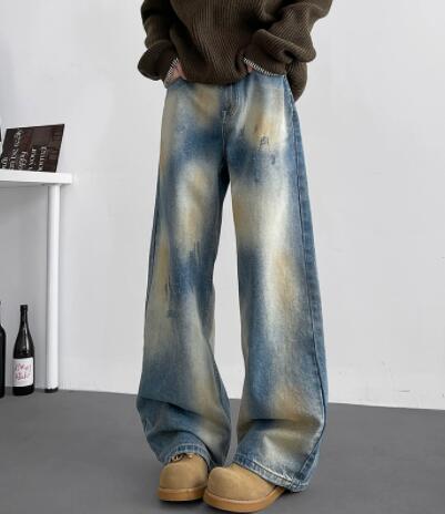  バギーパンツ メンズ デニム 絞り染め ワイドパンツ ゆったり ズボン