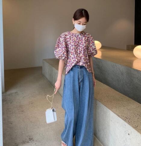  バギーパンツ 女性用デニムワイドバギーパンツ ゆったりボトムス