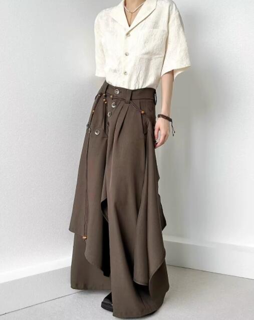  バギーパンツ 中国風ワイドパンツ メンズ 個性的デザイン袴風