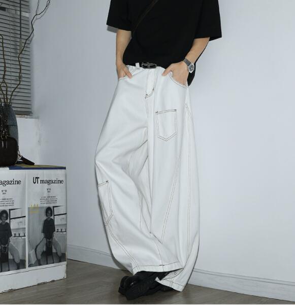  バギーパンツ ゆったりワイドデニムバギーパンツ