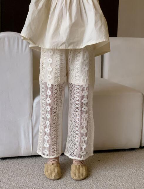  バギーパンツ 子供服 女の子 レース ワイド パンツ 韓国風 ズボン 夏