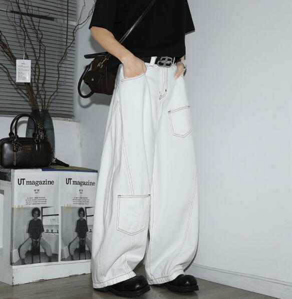  バギーパンツ ゆったりワイドデニムバギーパンツ