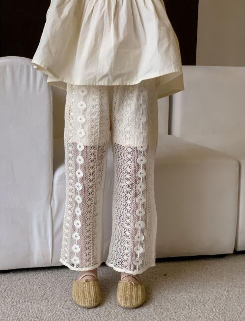  バギーパンツ 子供服 女の子 レース ワイド パンツ 韓国風 ズボン 夏