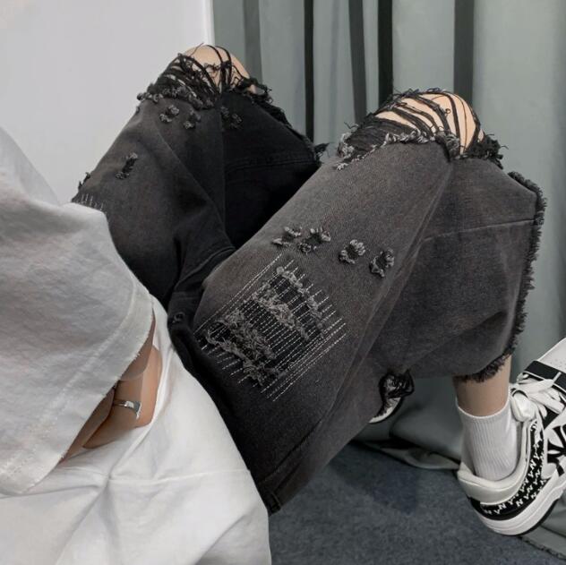  バギーパンツ メンズ デニム ハーフパンツ ダメージ加工 破れ膝