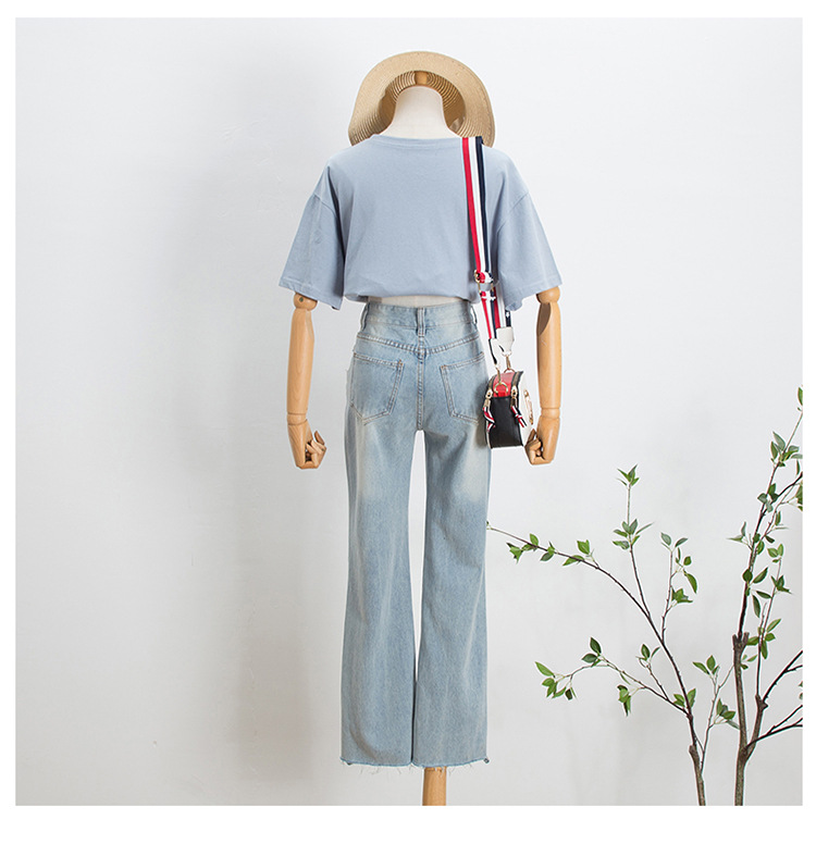  バギーパンツ レディース ハイウエスト ダメージデニム ゆったりワイドパンツ