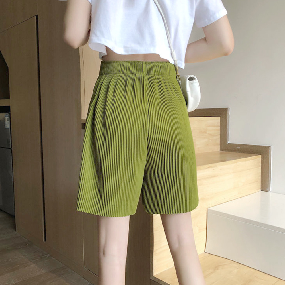  バギーパンツ プリーツ加工ハーフパンツ ゆったりバギーパンツ