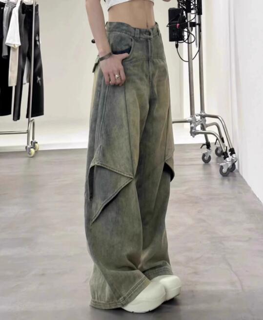 デニム ハイウェスト バギーパンツ ワイド ゆったり