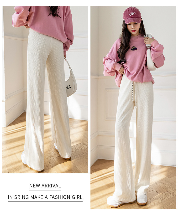  バギーパンツ 2024新作スウェット生地ワッフル素材ワイドパンツゴムウエスト