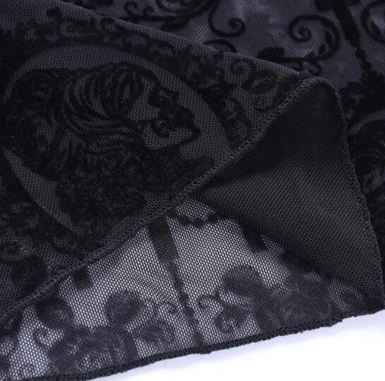  バギーパンツ 黒レース透け感ワイドフレアパンツ