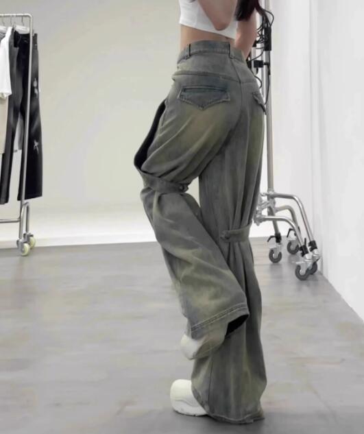 デニム ハイウェスト バギーパンツ ワイド ゆったり