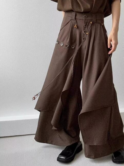  バギーパンツ 中国風ワイドパンツ メンズ 個性的デザイン袴風