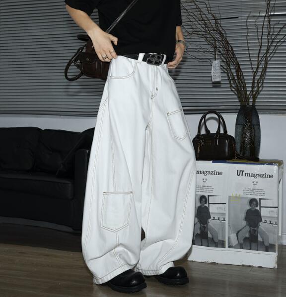  バギーパンツ ゆったりワイドデニムバギーパンツ