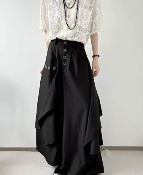  バギーパンツ 中国風ワイドパンツ メンズ 個性的デザイン袴風