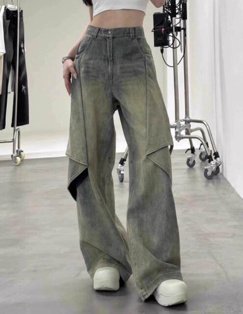 デニム ハイウェスト バギーパンツ ワイド ゆったり