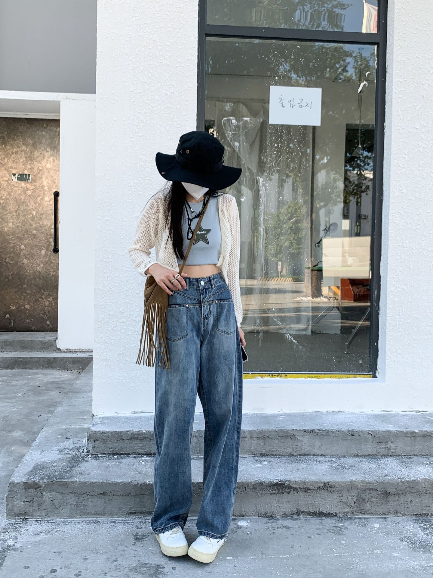  バギーパンツ ヴィンテージ風ハイウエストデニム ワイドゆったりボトムス