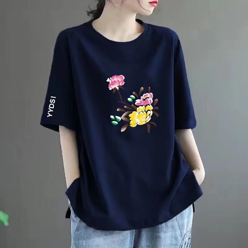 オーバーサイズTシャツ イラスト柄ゆったりカジュアル半袖