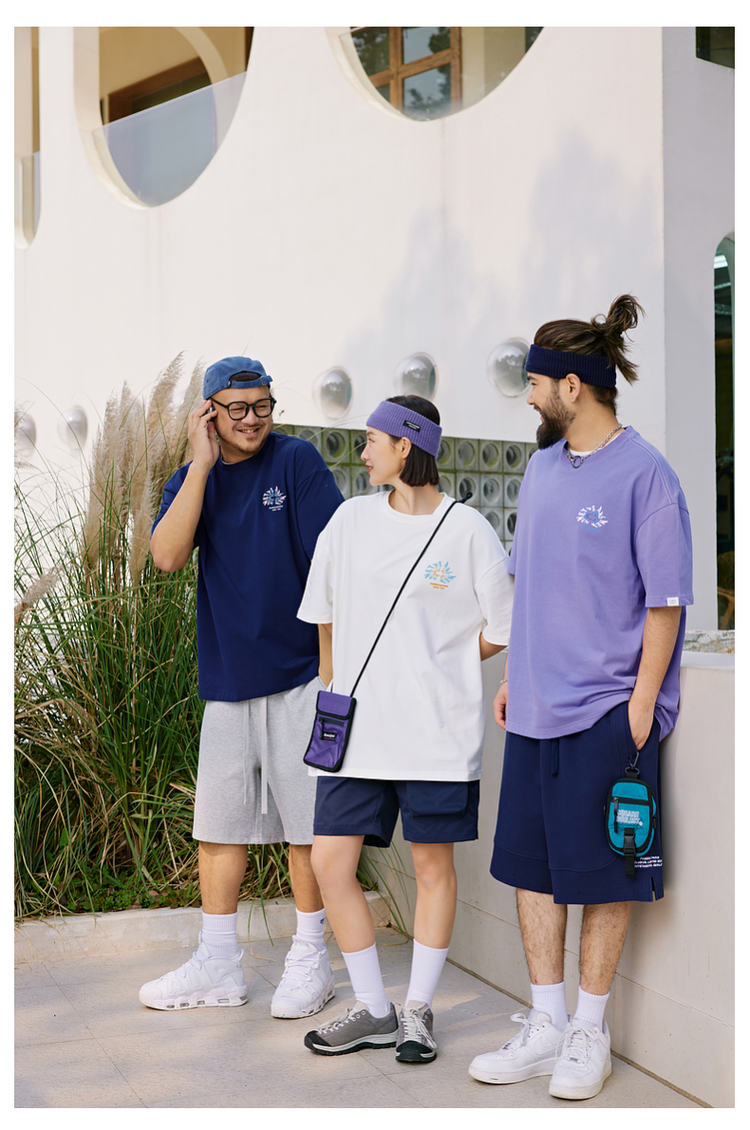 オーバーサイズTシャツ 夏空ワンポイント刺繍ゆったりＴシャツ