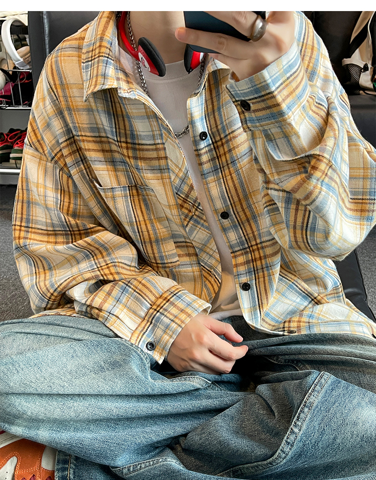 オーバーサイズTシャツ 格子柄ゆったりシャツ