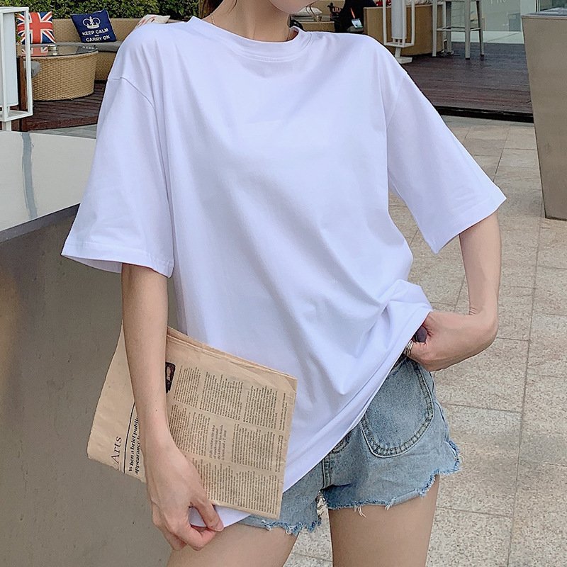 オーバーサイズTシャツ シンプル余裕シルエット半袖トップス