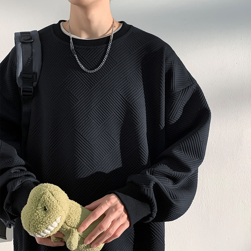 オーバーサイズTシャツ 幾何学模様プルオーバー長袖オーバーサイズトップス