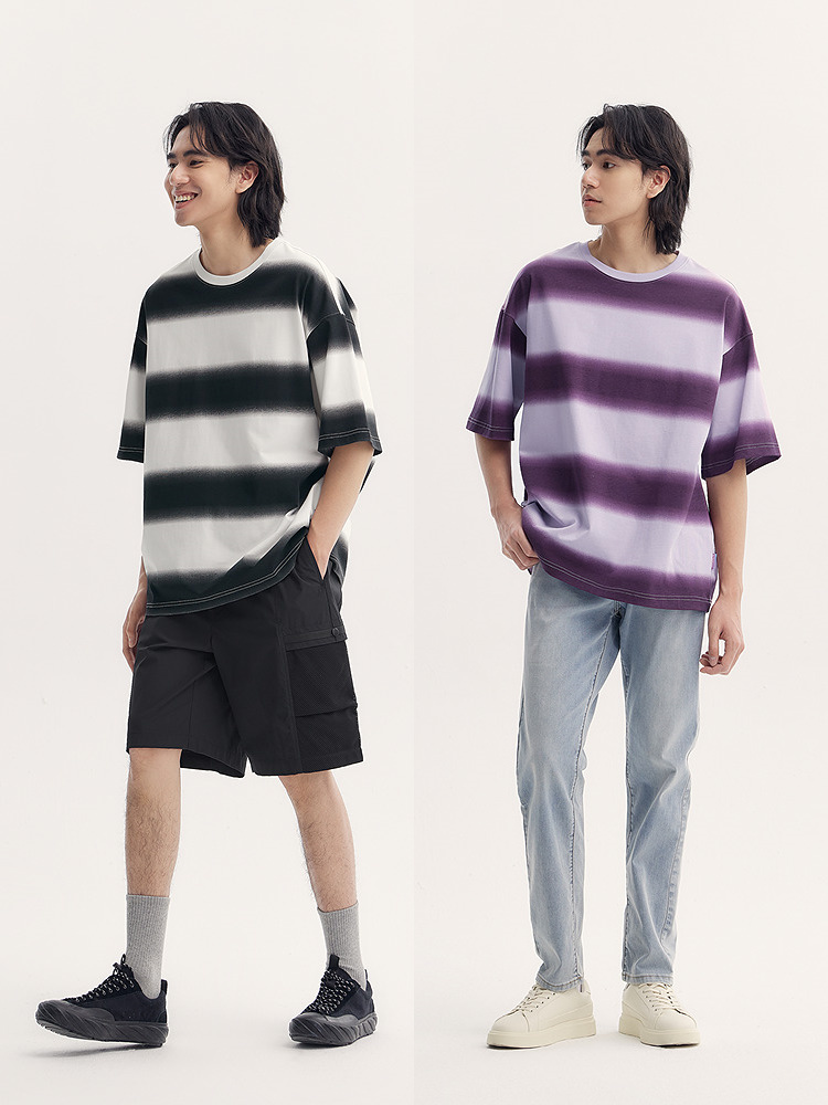 オーバーサイズTシャツ ぼかしボーダーオーバーシルエット