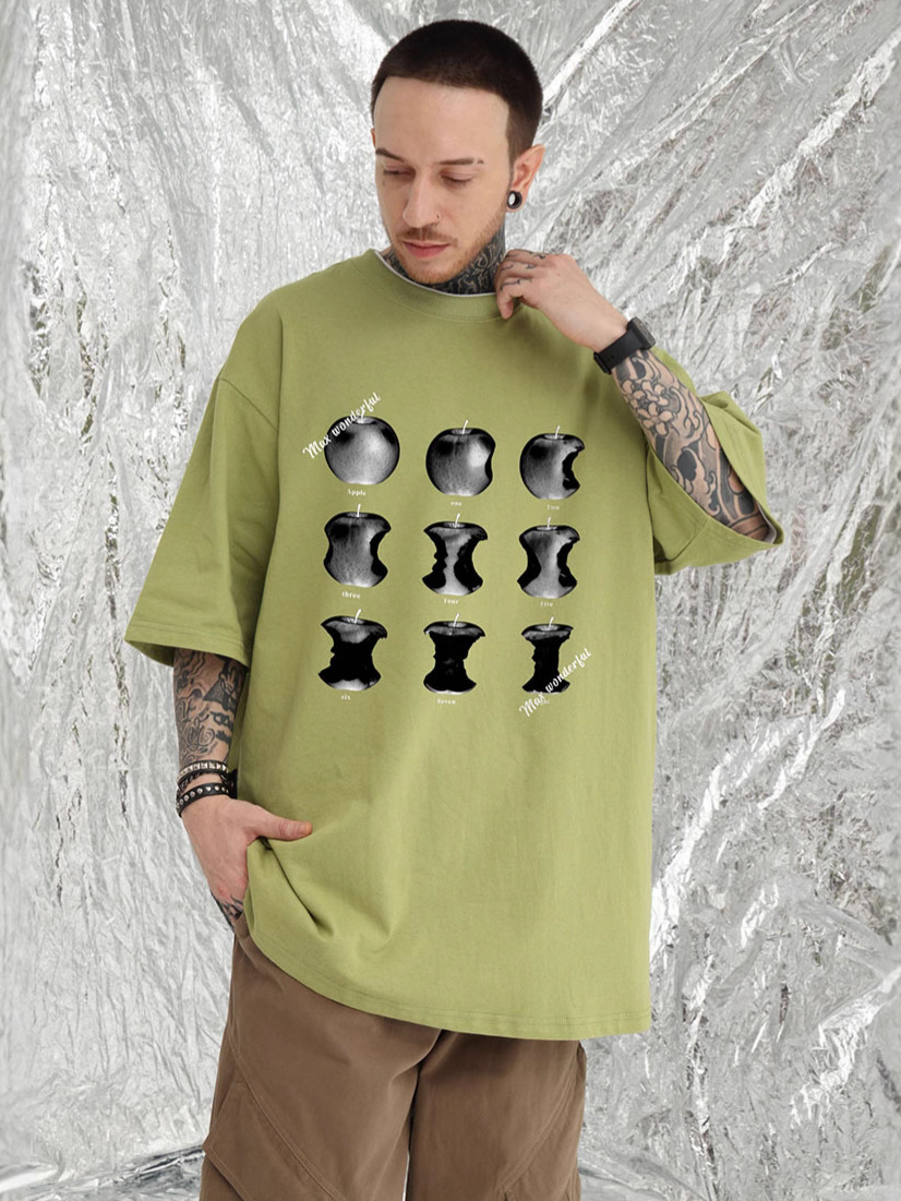 オーバーサイズTシャツ 月の満ち欠け柄 オーバーサイズ半袖Tシャツ 男女兼用 全7色