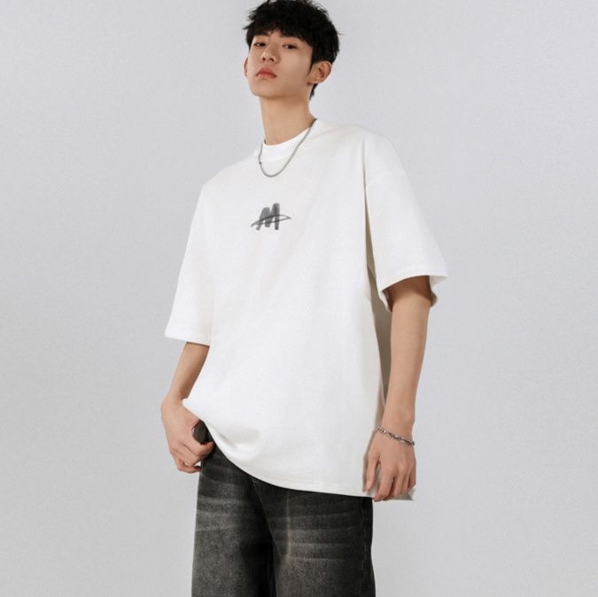 オーバーサイズTシャツ メンズオーバーサイズ半袖シャツ ロゴプリント黒