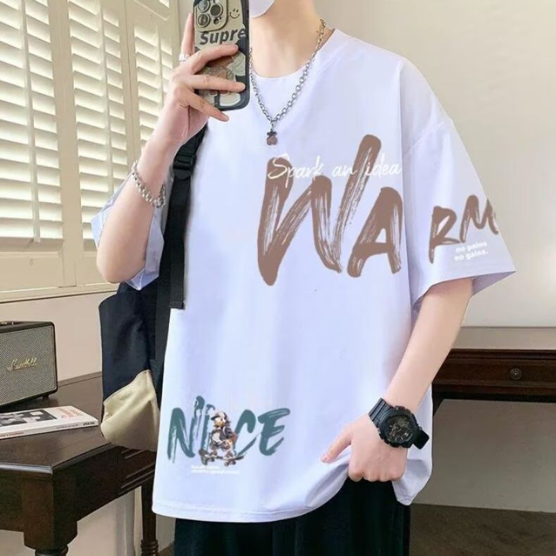 オーバーサイズTシャツ メンズビッグシルエット英字ロゴプリント半袖Tシャツ