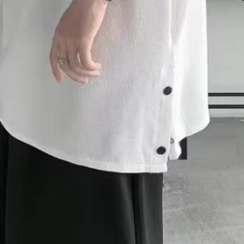 オーバーサイズTシャツ メンズ裾スナップボタンデザインゆったりシルエット半袖Tシャツ