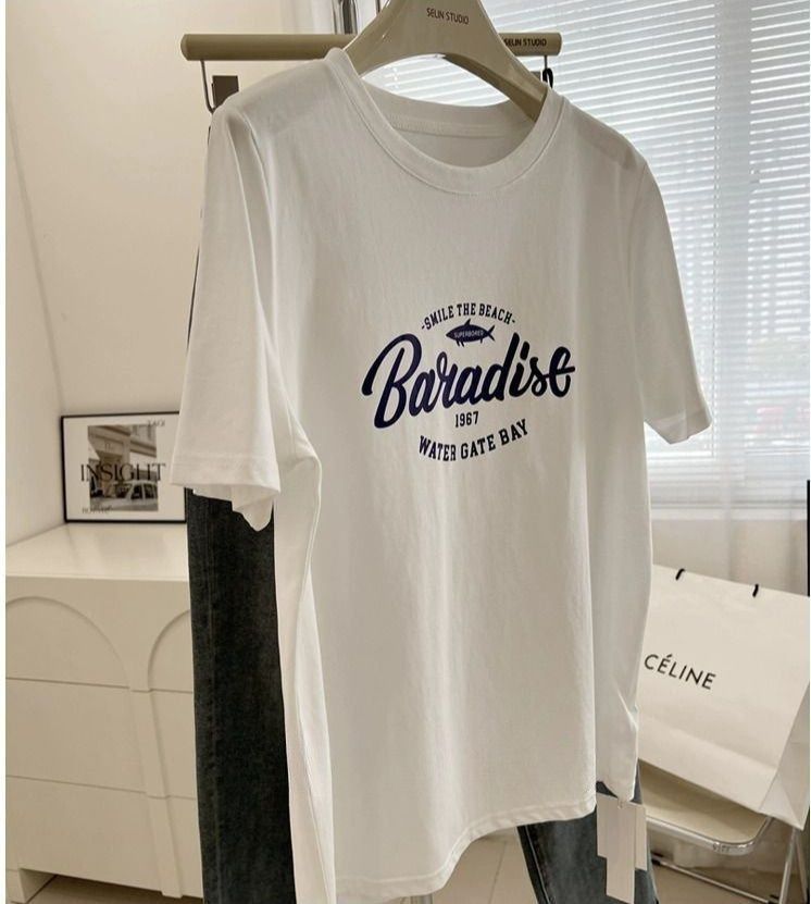 オーバーサイズTシャツ ロゴプリントゆったり半袖丸首メンズ
