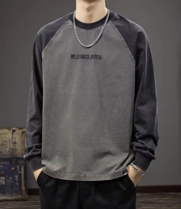 オーバーサイズTシャツ カットソー 切り替えデザイン 長袖 ラグラン メンズ