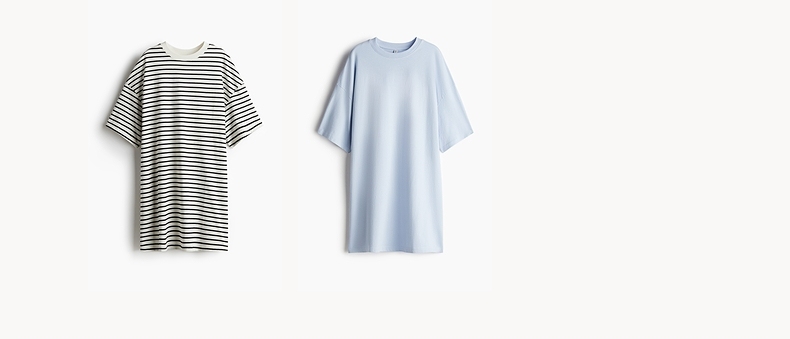 オーバーサイズTシャツ ゆったり横縞ミニワンピース