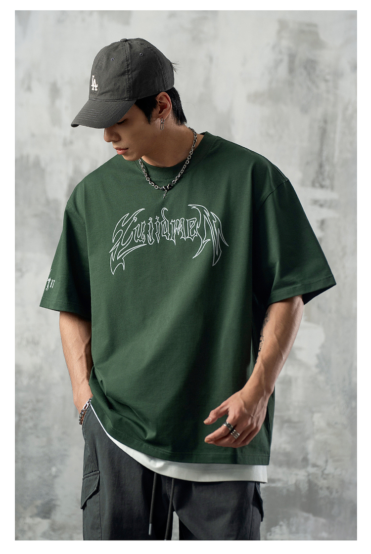 オーバーサイズTシャツ 幻影翼文字 ゆったりシルエット
