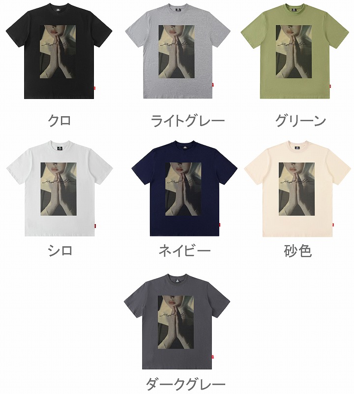 オーバーサイズTシャツ 人物写真プリント オーバーサイズ半袖シャツ 男女兼用 全七色