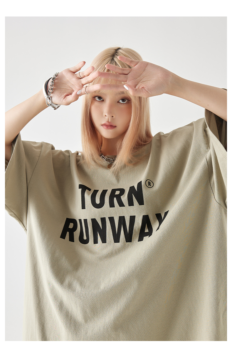 オーバーサイズTシャツ ロゴデザイン ゆったりミニワンピース