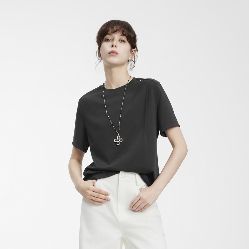 オーバーサイズTシャツ すっきり着こなすシンプル綿天竺