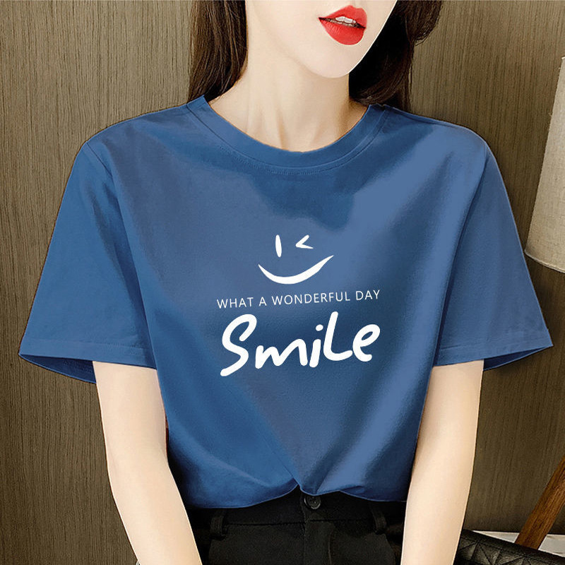 オーバーサイズTシャツ 笑顔メッセージゆったり半袖